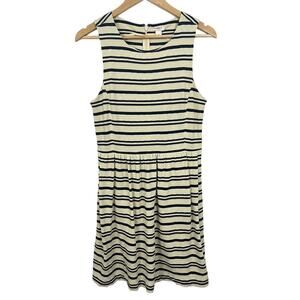 J. Crew Factory Navy Ivory Stripe Sleeveless Fit & Flare Dress Size M
Preppy